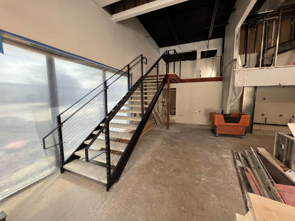 floating stairs and custom railing in dallas